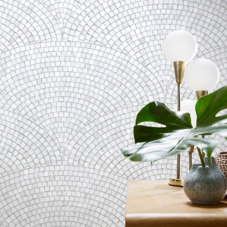 Light grey Art Deco mosaic wallpaper