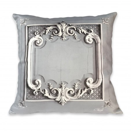 Light grey pastel Haussmann panelling cushion