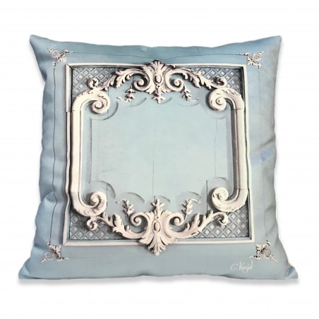 Light blue pastel Haussmann panelling cushion