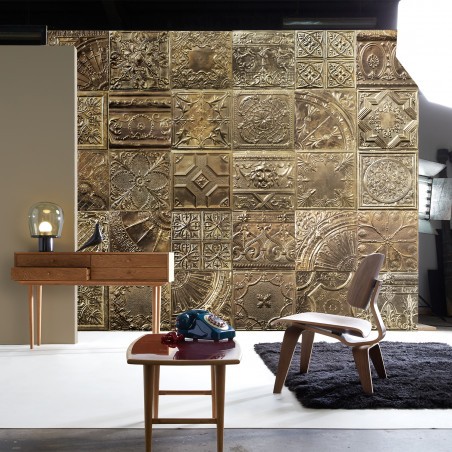 Panoramic wallpaper victorian tin tiles golden spirit