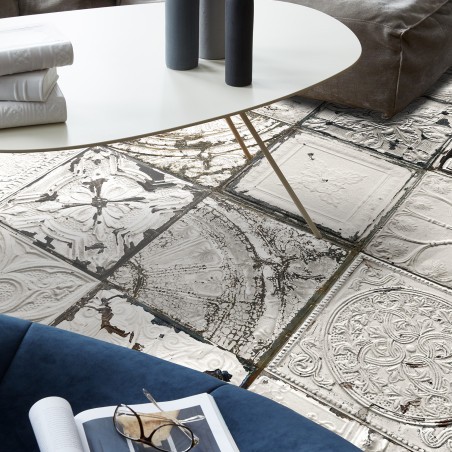 White Spirit antic tin tiles vinyl rug Kristina - Wide size