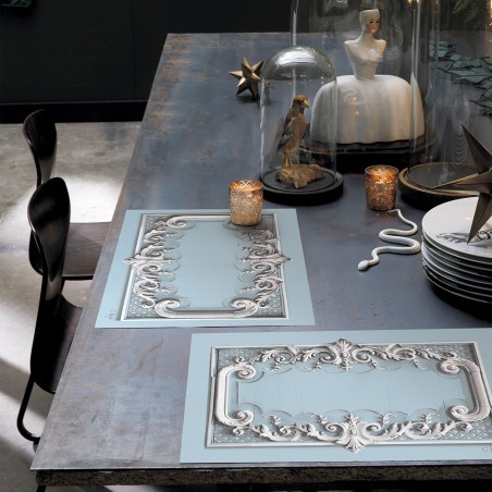 Set de table vinyle Boiserie Haussmannienne pastel bleu ciel
