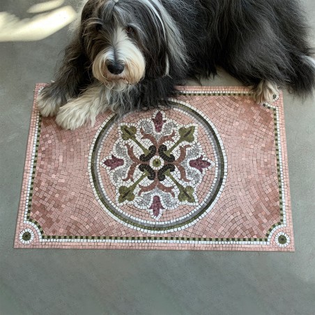 Pink vinyl mosaic rug Flora