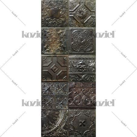 Carbon spirit antic tin tiles vinyl rug Gregoria - Runner size