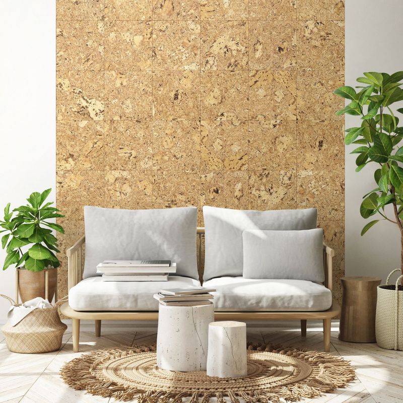 Natural cork squares wallpaper