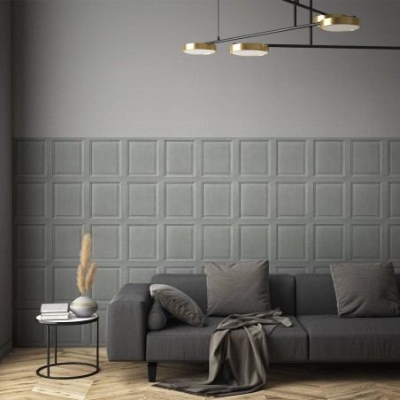 Grey wood english paneling wallpaper