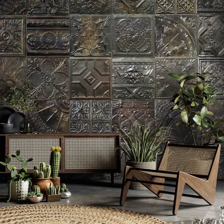Panoramic wallpaper victorian tin tiles carbon spirit
