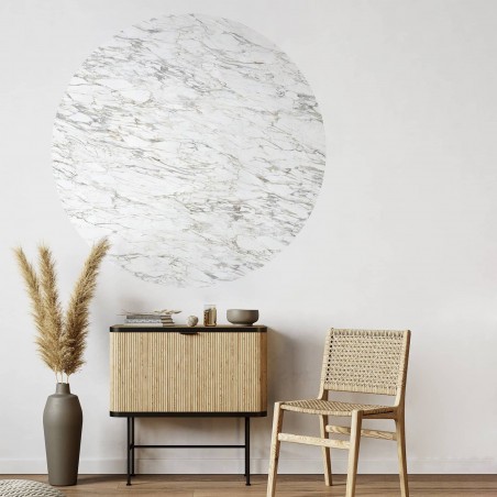 Beige Grey Arabescato marble round wallpaper - Ø 130 cm