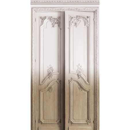 Tie&dye double door with simple Haussmann panelling 133cm