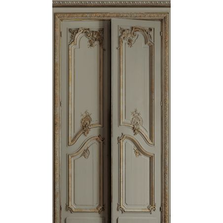 Warm grey double door with simple Haussmann panelling 133cm