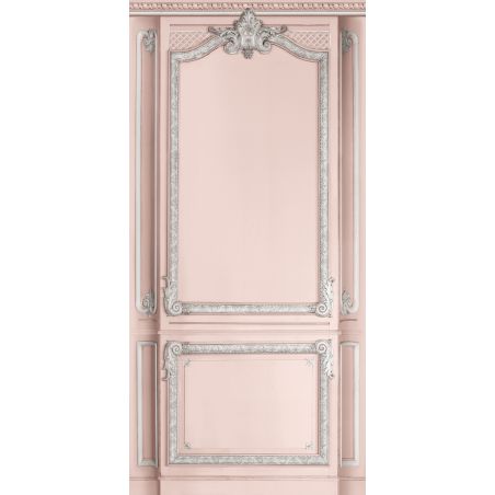 Décor boiserie Haussmannienne pastel rose poudré panneau relief 120cm