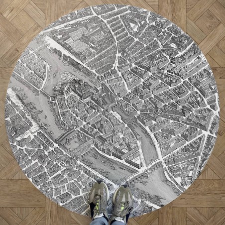 Turgot's map of Paris round vinyl rug - Ø 130 cm