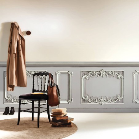 Light grey pastel Haussmann wainscot decor