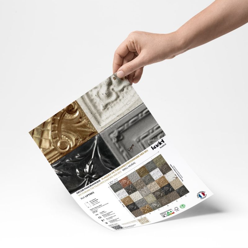 Papier peint panoramique plaques victoriennes patchwork mix 001 - Echantillon
