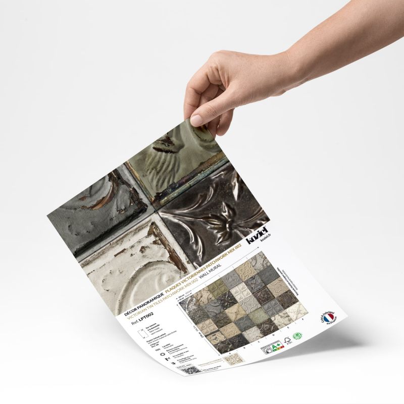Papier peint panoramique plaques victoriennes patchwork mix 002 - Echantillon