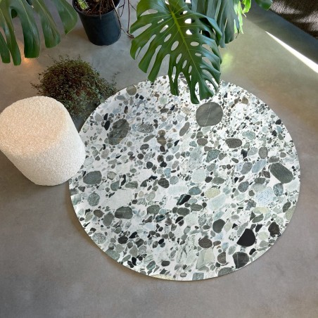 Blanco Marinace marble vinyl round rug - Ø 130 cm