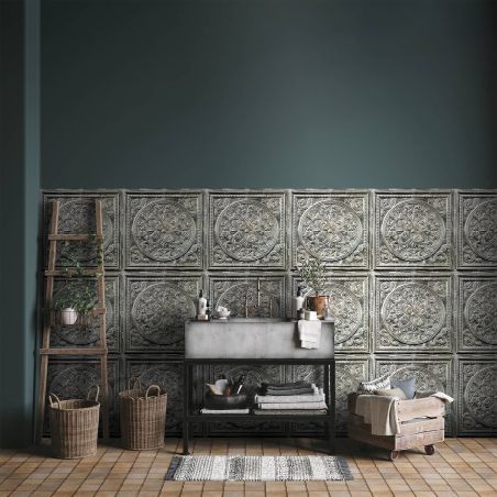 SEAN antique carbon tin tiles wallpaper