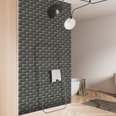 Charcoal grey subway tiles wallpaper