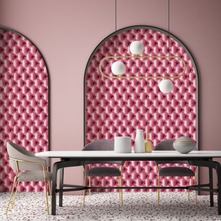 Pink tufted leather wallpaper