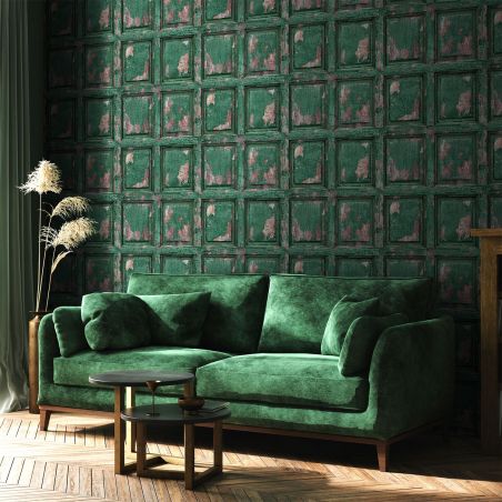 English antique wood paneling wallpaper - british green