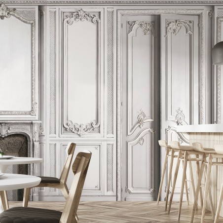French panels wallpaper - White