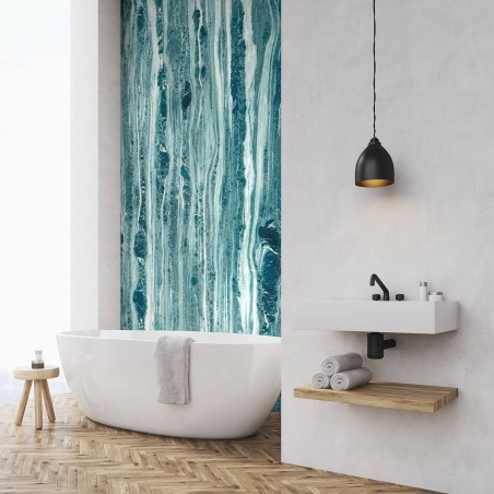 Turquoise Blue Cipolin marble panoramic wall mural
