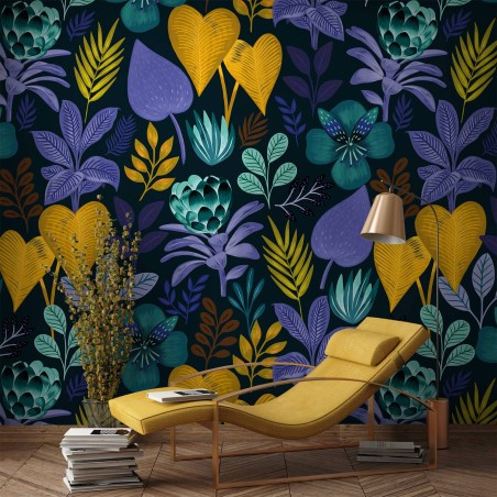 Stella large tropical flowers wallpaper