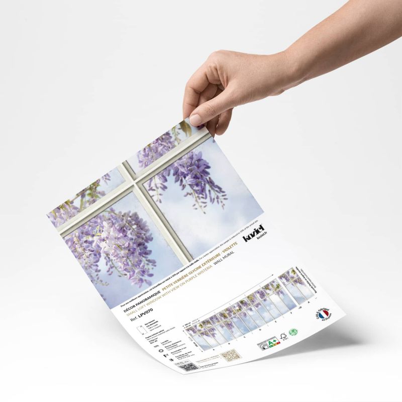 Papier peint panoramique Petite verrière avec glycine extérieure - Violette - Echantillon