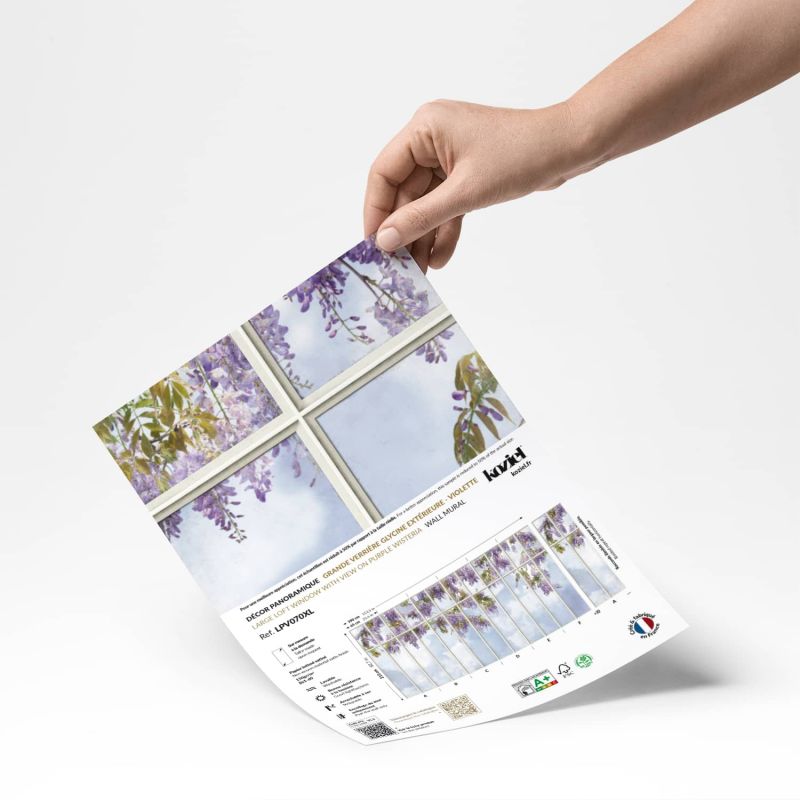 Papier peint panoramique Grande verrière avec glycine extérieure - Violette - Echantillon