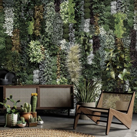 Papier peint panoramique mur végétal graphique au crépuscule