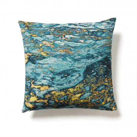 Blue and gold Sarrancolin marble cushion