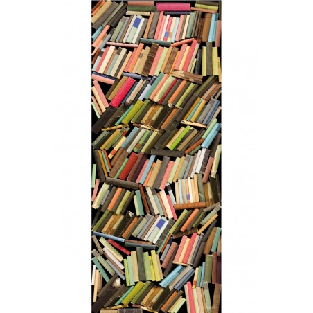 Chaotic colored bookshelves mural