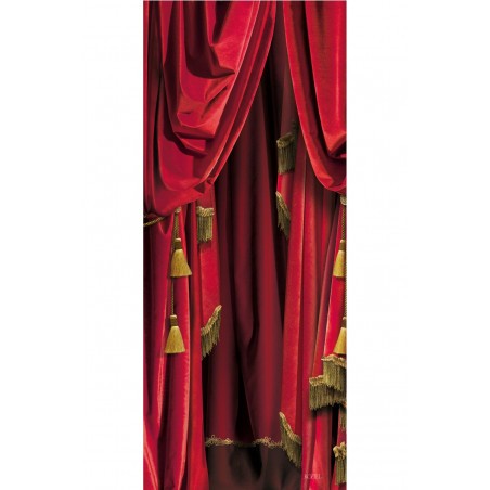 Red double theatre curtains mural