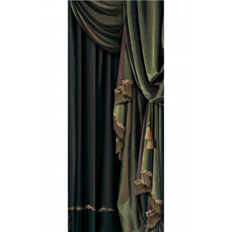 Right green curtains mural