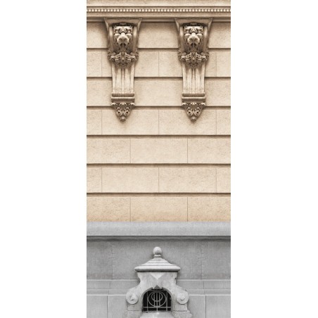 Décor façade Haussmannienne double mascarons et soupirail 133cm